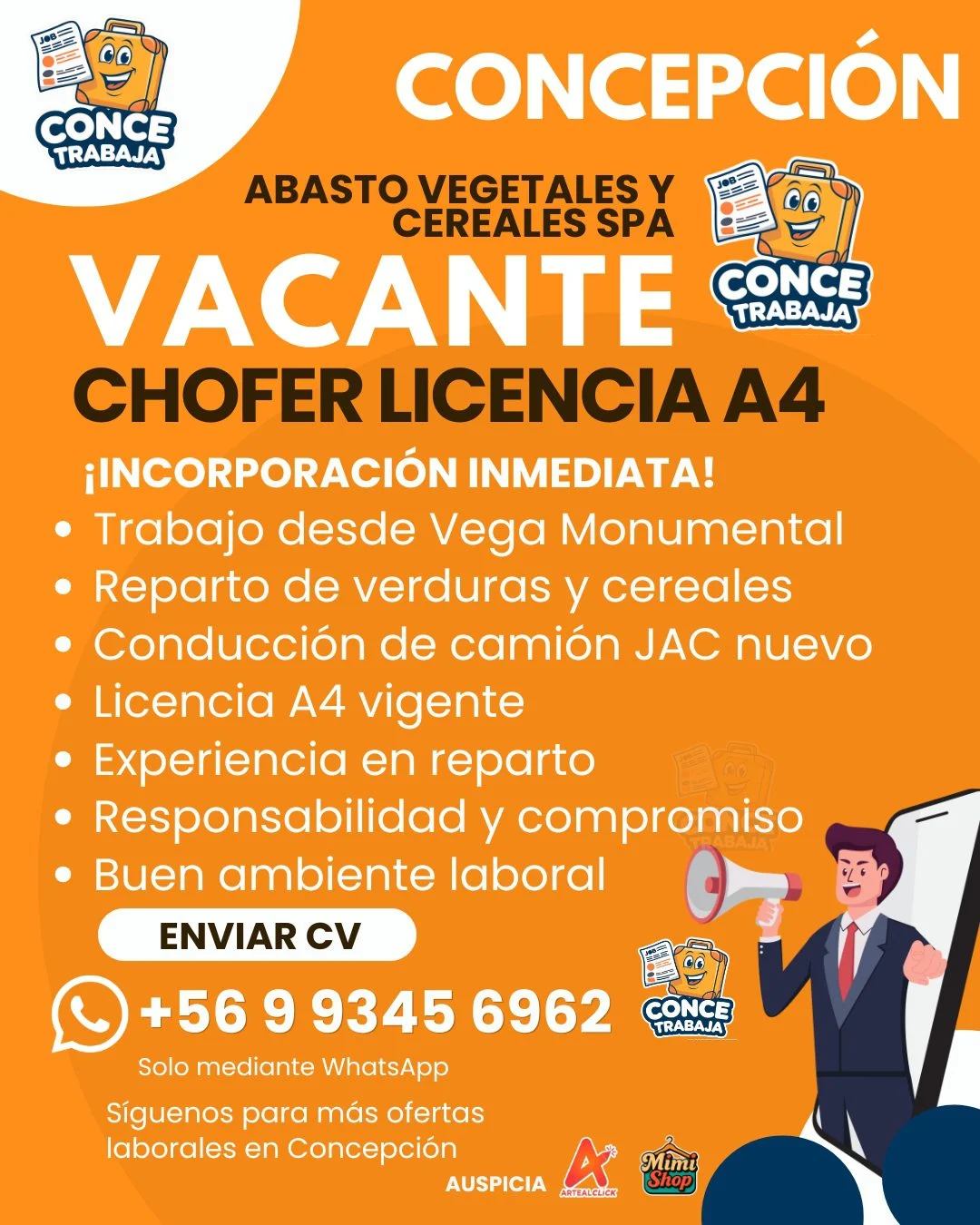 Oferta laboral: CHOFER LICENCIA A4