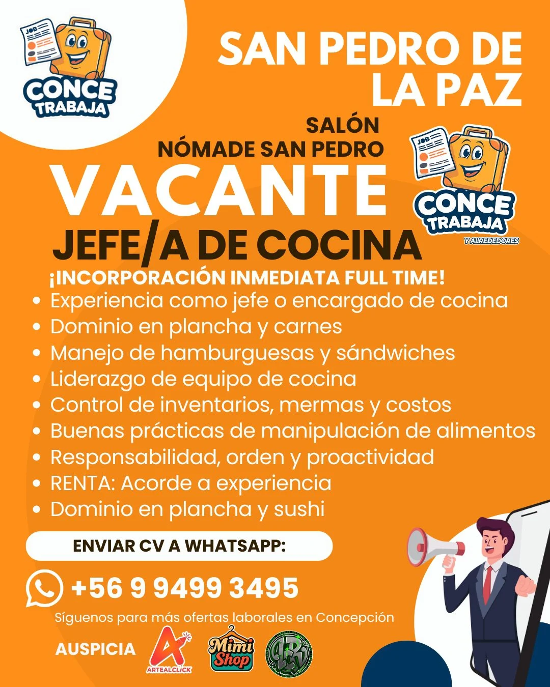 Oferta laboral: Jefe/a de Cocina