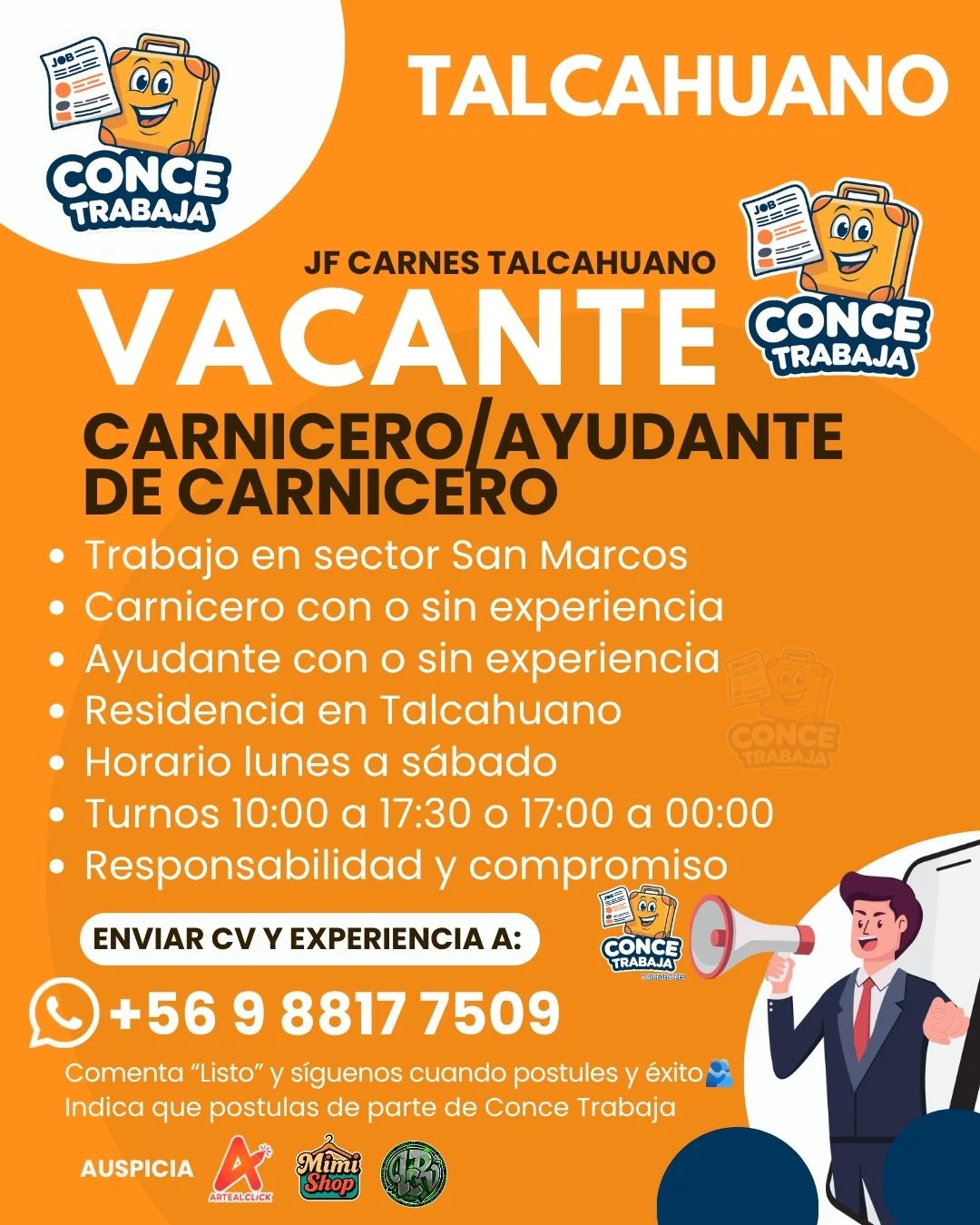 Oferta laboral: Carnicero y Ayudante de Carnicero