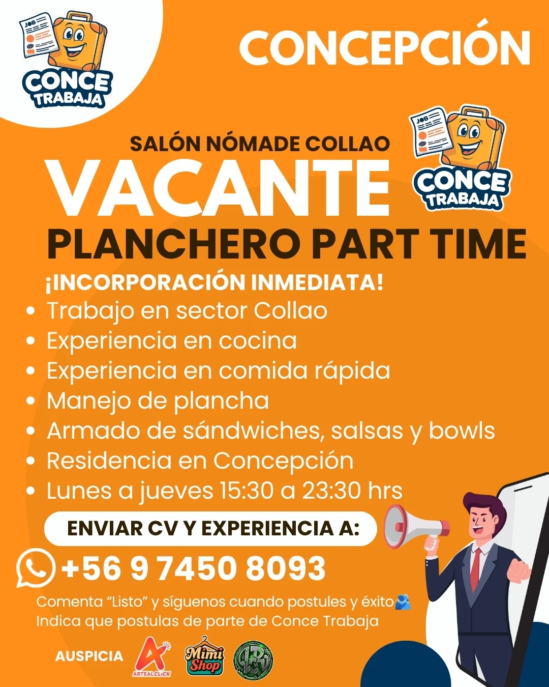 Planchero Part Time en Concepción