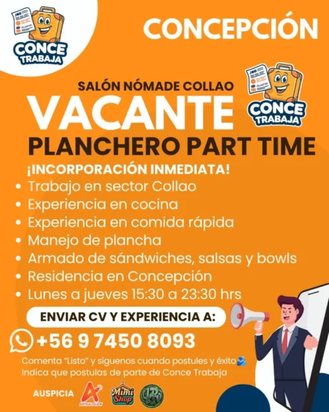 Planchero Part Time en Concepción